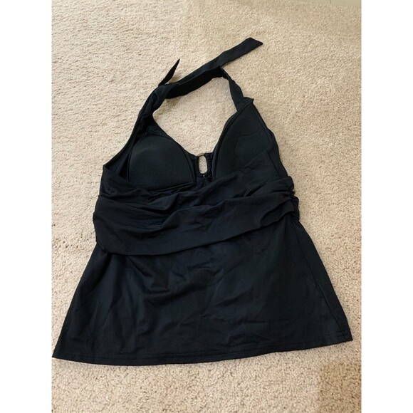 LANDS END WOMENS TAKINI SWIMSUIT TOP SIZE 8 BLACK - Picture 2 of 2